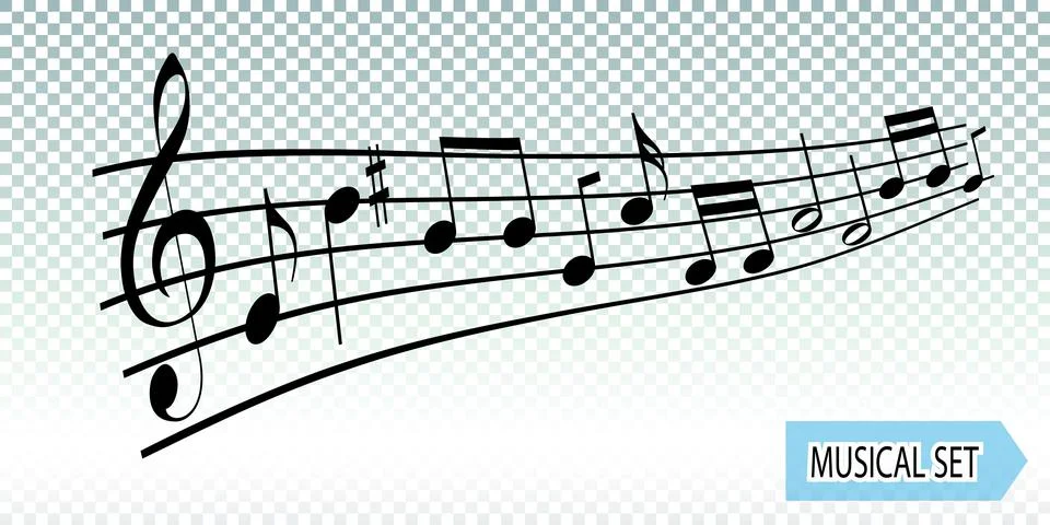 Musical notes wave. Vector Illustrazione stock