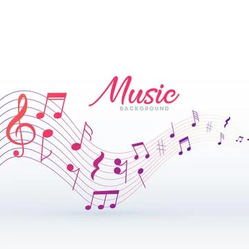 Musical pentagram background with sound notes Stock Illustration