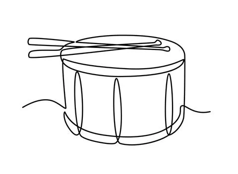 Musical percussion instrument. Continuous line drum. Traditional concert. D.. Stock Illustration