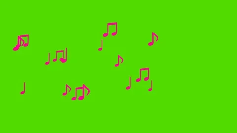 Musical pink notes on a green background. Stock Footage 311528428