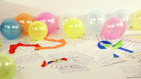 Musical sheets lying angry balls Stock Footage 800585