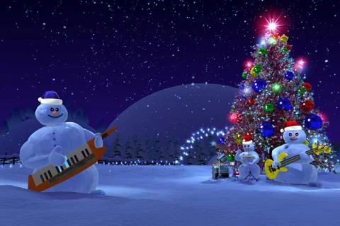 Musical snowmen. Illustrazione stock