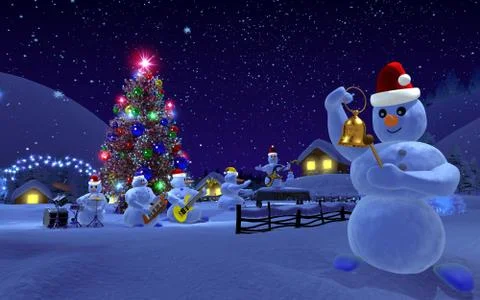 Musical snowmen. Illustrazione stock