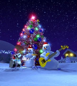 Musical snowmen. Illustrazione stock