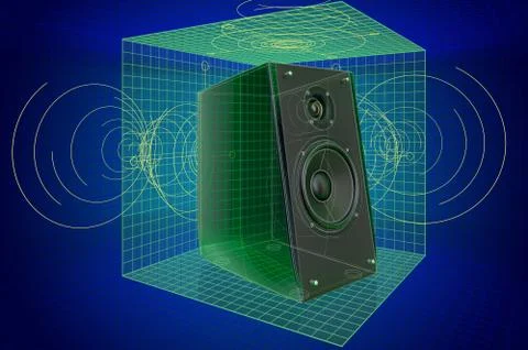 Musical Speakers, visualization 3d cad model, blueprint. 3D rendering Stock-Illustration