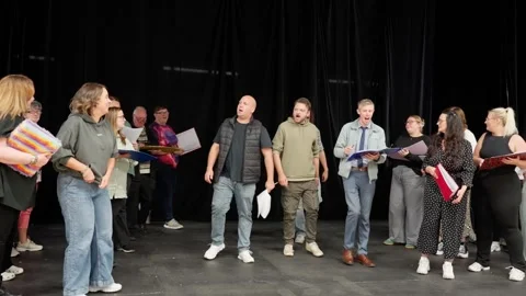 Musical stage performances, technical rehearsals, acting group Stock Footage 312322419