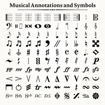 Musical Symbols and Annotations Stock Illustration