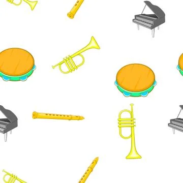 Musical tools pattern, cartoon style 스톡 일러스트