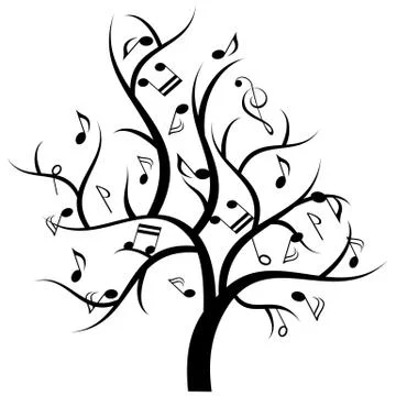 Musical tree with music notes Stock Illustration