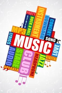 Musical word cloud Stock Illustration