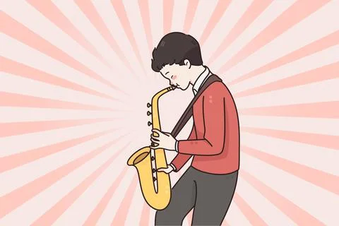 Musician and playing saxophone concept Stock Illustration