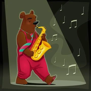 Musician Bear. Stock Illustration