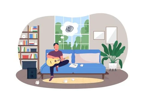 Musician burnout 2D vector web banner, poster Illustrazione stock