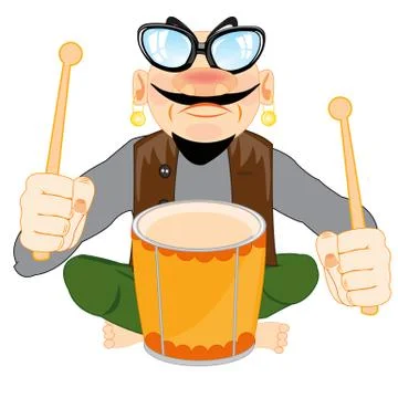 Musician with drum Stock Illustration