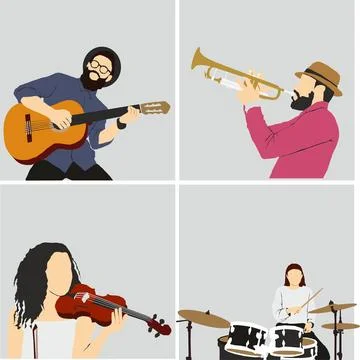 Musician  half length collection vector illustration	 Stock Illustration