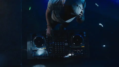 Musician operating on mixing console Stock Footage 170178333