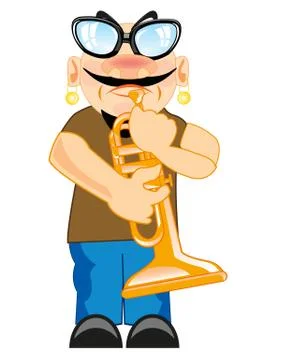 Musician with pipe Stock Illustration