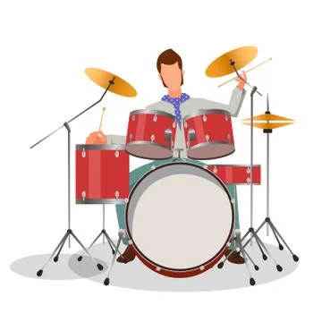 Musician playing drums Stock Illustration
