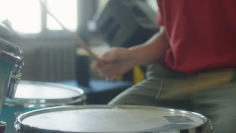Musician Playing Drumset Stock Footage 223216507