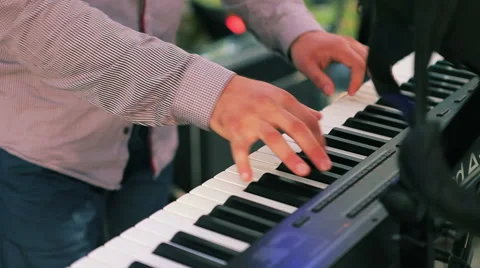 Musician Playing Electric Piano Stock Footage