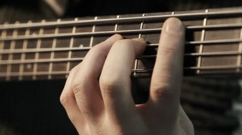 Musician playing five string Electric bass  Stock Footage 35823389