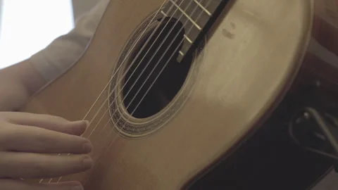 Musician Playing Guitar Close Up Stock Footage 264285673