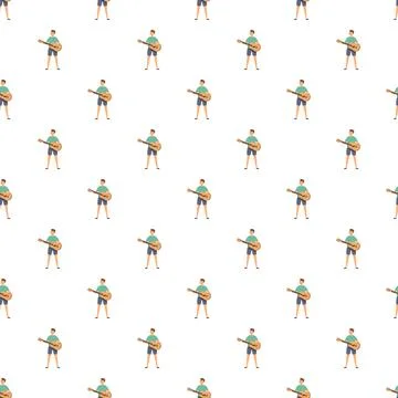 Musician playing guitar seamless pattern background illustration 스톡 일러스트