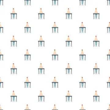 Musician playing keyboard seamless pattern for music background Stock Illustration