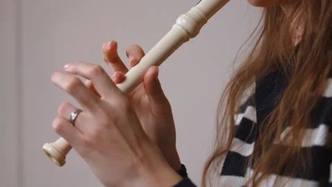 Musician playing recorder flute in split screen montage 스톡 동영상 299752595