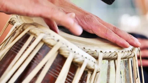 Musician playing tabla drums during a concert in India Stock Footage 316904248