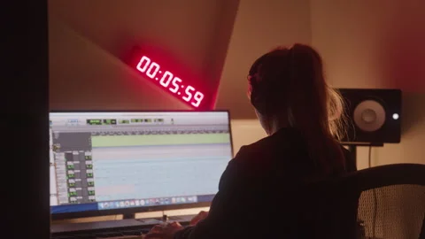 Musician in a Studio with a Countdown Timer Video stock 208782446