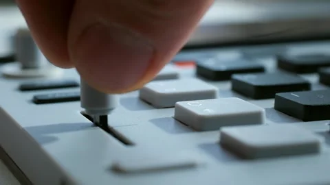 Musician use digital audio device. Video stock 283178462