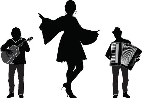Musicians and dancer Stock Illustration