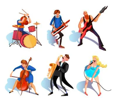 Musicians Cartoon Set 스톡 일러스트