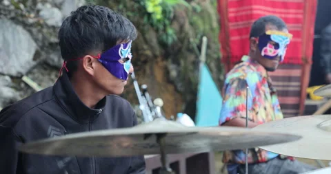 Musicians with Drums Stockbeeldmateriaal 340254996