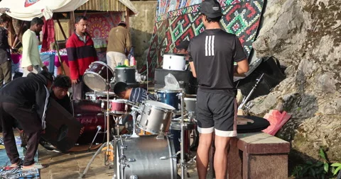Musicians with Drums Meghalaya Stockbeeldmateriaal 340269327