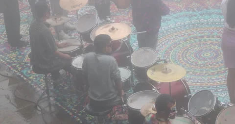 Musicians with Drums top angle 스톡 동영상 340266859