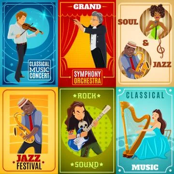 Musicians flat banners composition poster Stock Illustration
