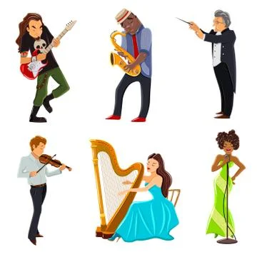 Musicians flat icons set Stockillustratie