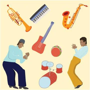 Musicians with musical instruments. Stock Illustration