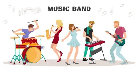 Musicians Performing on Stage Illustrazione stock