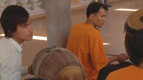 Musicians playing traditional instruments at Phnom Penh in Cambodia Stock Footage 51714862