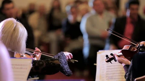 Musicians Playing the Violon In Front Of Audience Stock Footage 43776057