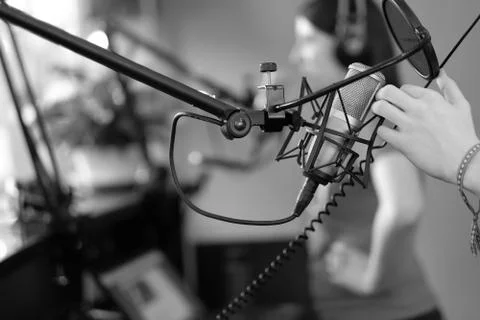 Musicians at work in the recording studio Stock Photos