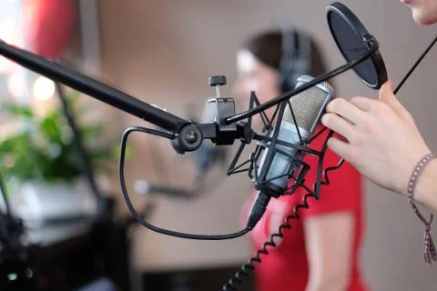 Musicians at work in the recording studio Stock Photos
