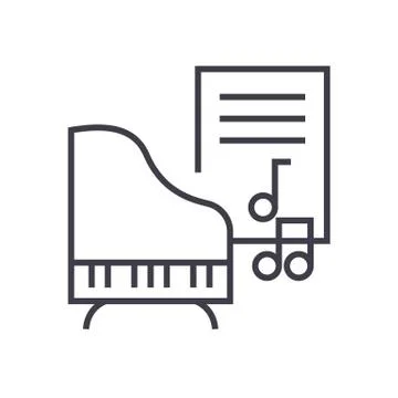 Music,piano,music notes vector line icon, sign, illustration on white backgro Stock Illustration