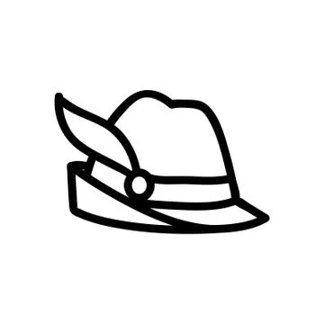 Musket hat with feather icon vector outline illustration Stock Illustration