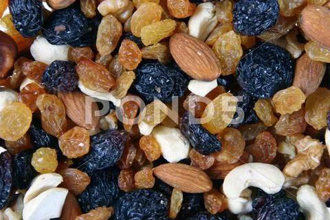 Musli - Mixed nuts, raisins and dried fruit Stock Photos