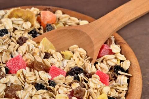 Musli in a spoon Stock Photos