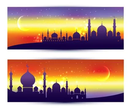 Muslim abstract greeting banners Stock Illustration